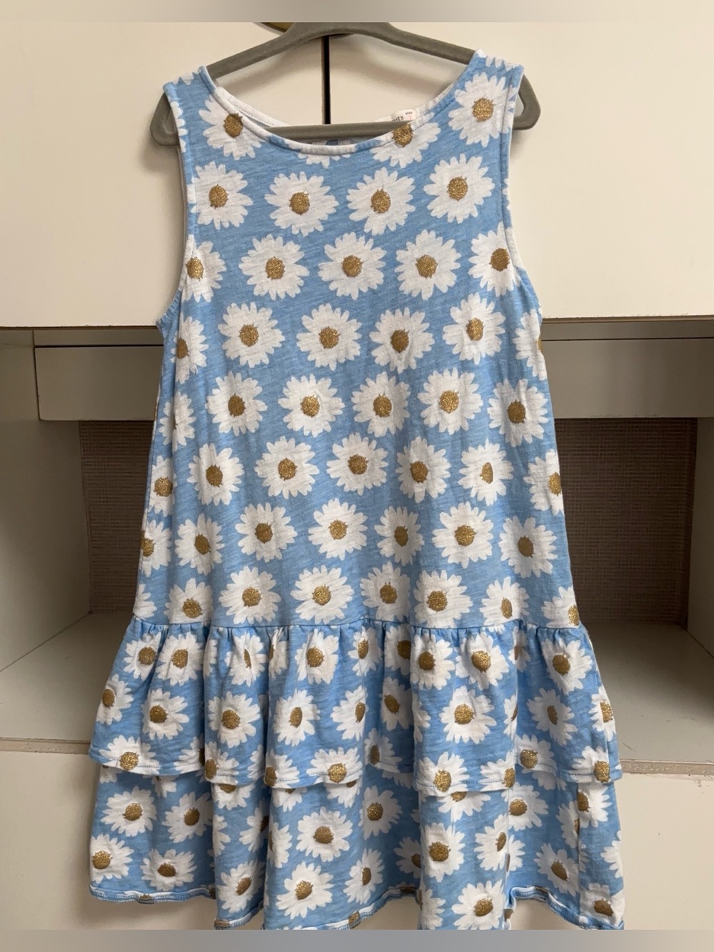 Crewcuts Light Blue Daisy Tiered Sundress 7